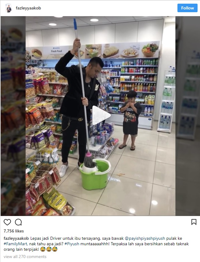 SAJAHEBOH.COM - Bersihkan Muntah Anak Di Lantai Kedai Serbaneka, Sikap Fazley Yaakob Dipuji