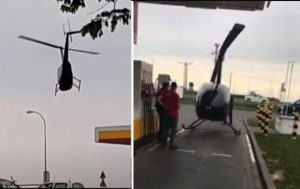 sajaheboh.com - Helikopter Mendarat Di Shell Untuk Isi Minyak Buat Para Pelanggan Dan Orang Ramai Tergaman